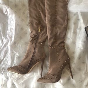 New in box thigh high studded boots